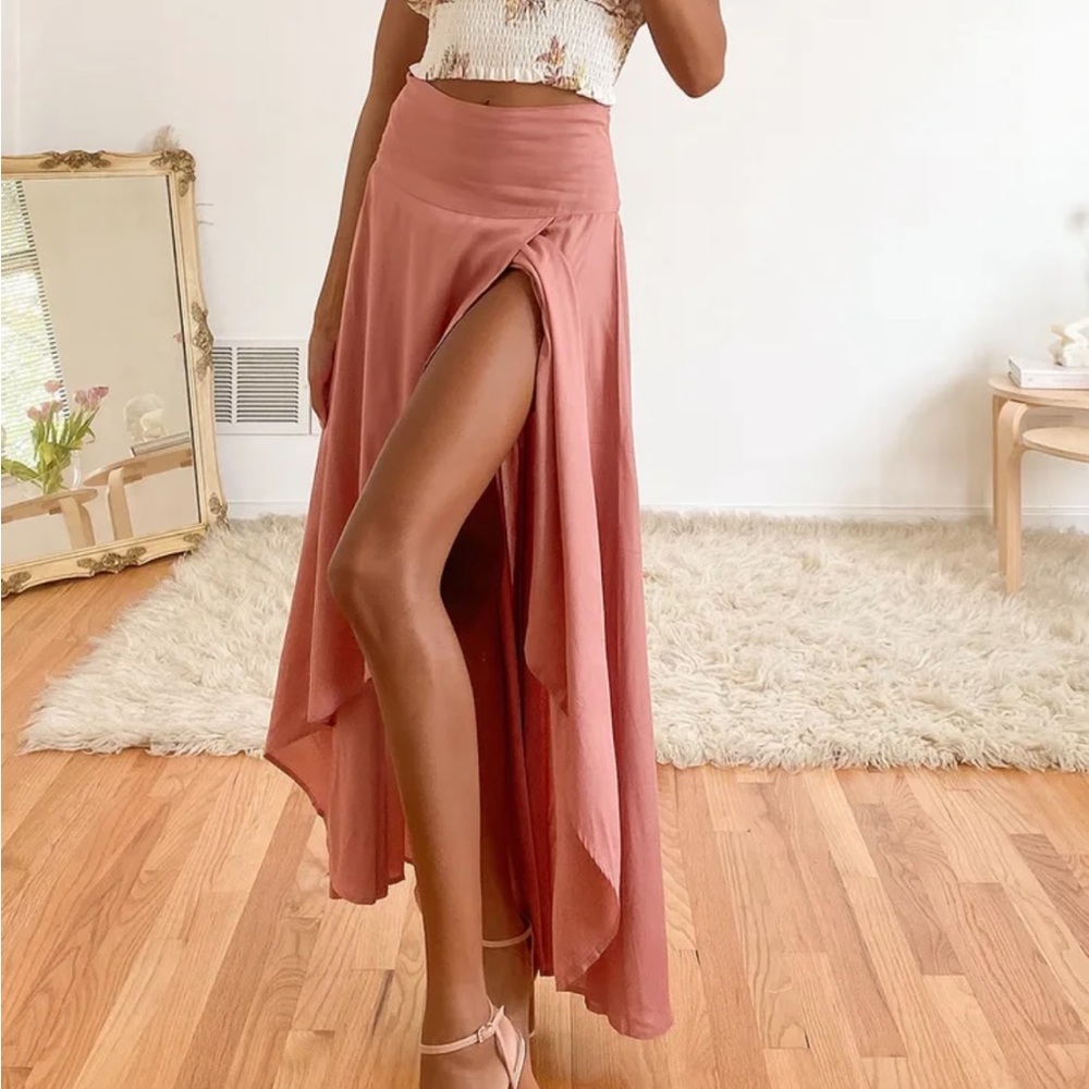 Ambrosio Mauve Pink Highlow Maxi Skirt